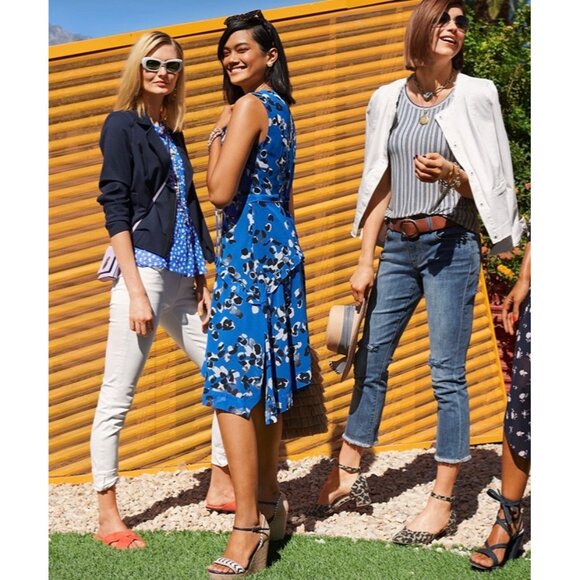 Cabi Cobalt Jungle A-Line Asymetrical Hem Midi Dress in Blue Size M - Picture 3 of 16